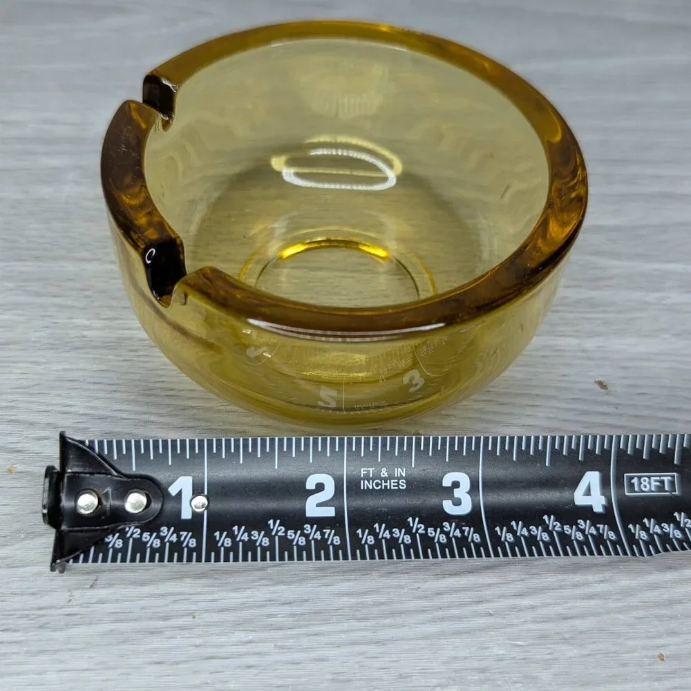 Vintage Amber Glass Round Ashtray 4